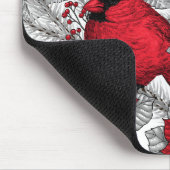 Kardinalen en poinsettia, rood en wit muismat (Hoek)