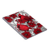 Kardinalen en poinsettia, rood en wit notitieboek (Rechterzijde)