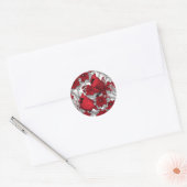 Kardinalen en poinsettia, rood en wit ronde sticker (Envelop)