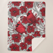 Kardinalen en poinsettia, rood en wit sherpa deken (Voorkant)