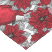 Kardinalen en poinsettia, rood en wit tafelkleed (Gekanteld)