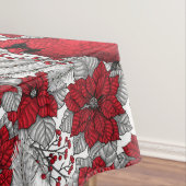 Kardinalen en poinsettia, rood en wit tafelkleed (Voorbeeld)