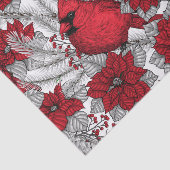 Kardinalen en poinsettia, rood en wit tissuepapier (Detail)