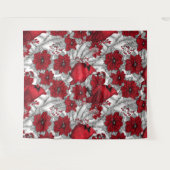 Kardinalen en poinsettia, rood en wit wandkleed (Voorkant (horizontaal))