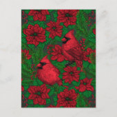 Kardinalen en poinsettia voor kerstmis briefkaart (Voorkant)