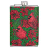 Kardinalen en poinsettia voor kerstmis heupfles (Voorkant)