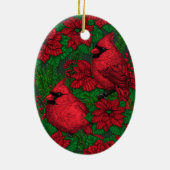 Kardinalen en poinsettia voor kerstmis keramisch ornament (Achterkant)