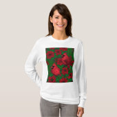 Kardinalen en poinsettia voor kerstmis t-shirt (Voorkant volledig)