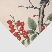 Kardinalen en rode bessen decoupage tissuepapier (Detail)