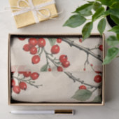 Kardinalen en rode bessen decoupage tissuepapier (Geschenk)