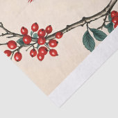 Kardinalen en rode bessen decoupage tissuepapier (Detail)