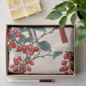 Kardinalen en rode bessen decoupage tissuepapier (Geschenk)