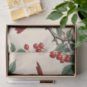 Kardinalen en rode bessen decoupage tissuepapier (Geschenk)