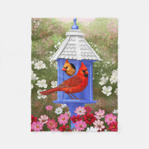 Kardinalen en ronde vogelhuisje fleece deken