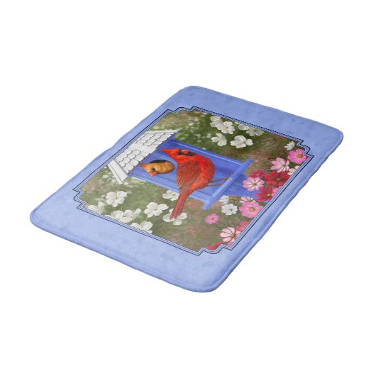 Kardinalen en rondhuis blauw badmat (Gekanteld)