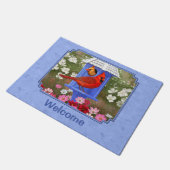 Kardinalen en rondhuis blauw deurmat (Schuin)