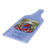 Kardinalen en rondhuis blauw snijplank (Hoek)