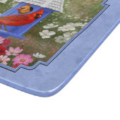 Kardinalen en rondhuis blauw snijplank (Hoek)