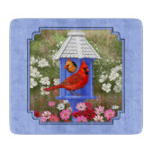 Kardinalen en rondhuis blauw snijplank (Voorkant)