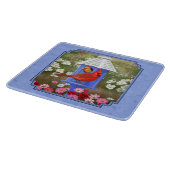 Kardinalen en rondhuis blauw snijplank (Hoek)