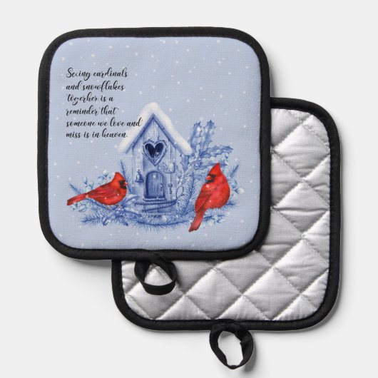 Kardinalen en sneeuwpottenbakker pannenlap (Voorkant / Achterkant)
