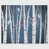 Kardinalen en Snowy Eigenaars van Birch Cadeaupapier (Vlak)