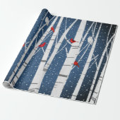 Kardinalen en Snowy Eigenaars van Birch Cadeaupapier (Uitgerold)