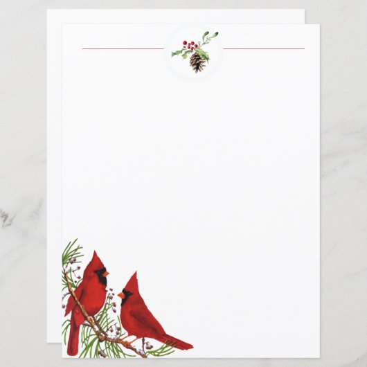 Kardinalen en voor Kerstmis briefpapier (Voorkant / Achterkant)