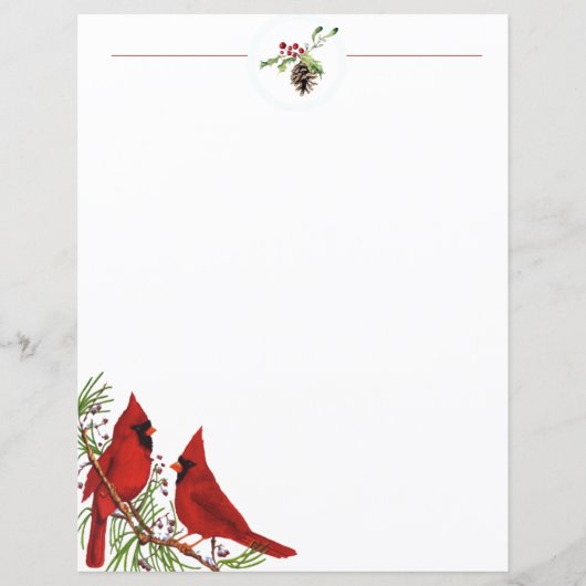 Kardinalen en voor Kerstmis briefpapier (Voorkant)