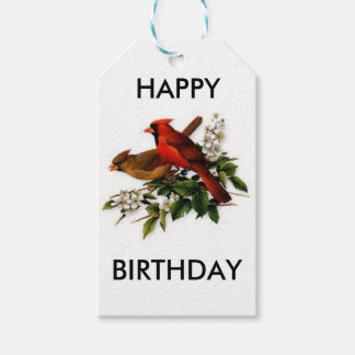 Kardinalen Happy Birthday cadeau label Cadeaulabel
