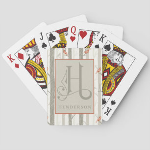 Kardinalen in Berkenboom Patroon H Monogram, Bicyc Pokerkaarten