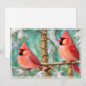 Kardinalen in besneeuwde boom, budget kerst feestdagenkaart (Voorkant / Achterkant)