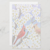 Kardinalen in bloeiende boompannenwaren briefpapier (Voorkant / Achterkant)