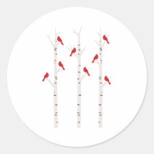 Kardinalen in bomen ronde sticker