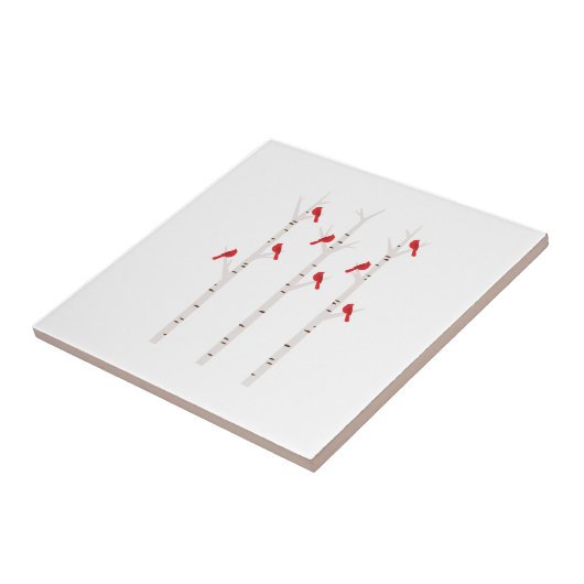 Kardinalen in bomen tegeltje (Zijkant)