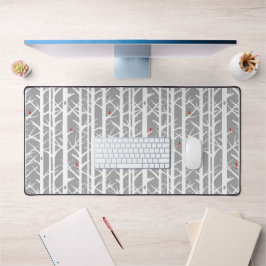 Kardinalen in de Berkenbomen in Lichtgrijs Bureaumat