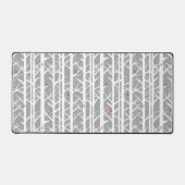 Kardinalen in de Berkenbomen in Lichtgrijs Bureaumat (Voorkant)