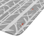 Kardinalen in de Berkenbomen in Lichtgrijs Snijplank (Hoek)