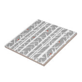 Kardinalen in de Berkenbomen in Lichtgrijs Tegeltje (Zijkant)