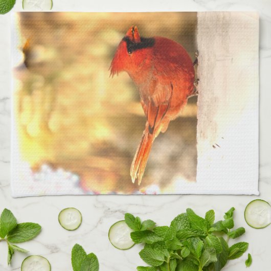 Kardinalen in de herfst keukenhanddoek (Gevouwen)