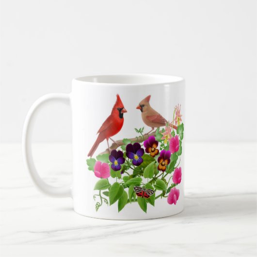 Kardinalen in de Mok van de tuin (Links)
