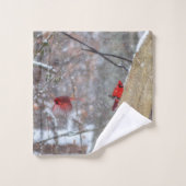 Kardinalen in de sneeuw bad handdoek (Wasdoekje)