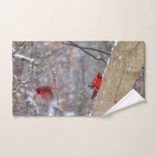 Kardinalen in de sneeuw bad handdoek (Handdoek)