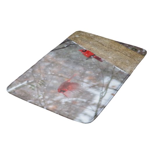 Kardinalen in de sneeuw badmat (Gekanteld)