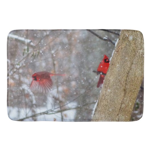 Kardinalen in de sneeuw badmat (Voorkant)