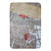 Kardinalen in de sneeuw badmat (Voorkant Verticaal)