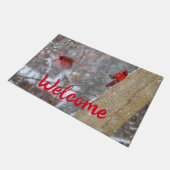 Kardinalen in de sneeuw deurmat (Schuin)