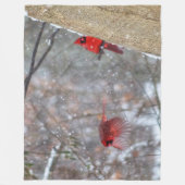 Kardinalen in de sneeuw fleece deken (Voorkant)