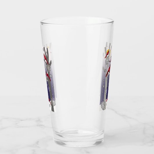 Kardinalen in de sneeuw glas (Links)