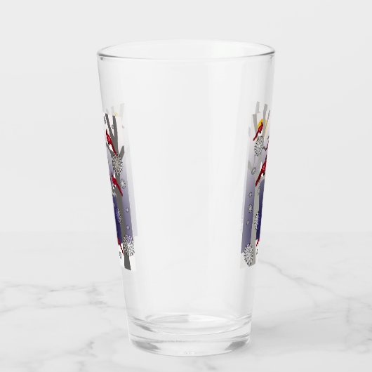 Kardinalen in de sneeuw glas (Rechts)